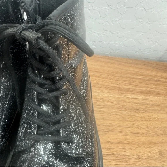 Dr. Martens Boots Kids 3 1460 J Cosmic Glitter Side Zip Combat Black Girls Zip - Picture 5 of 9